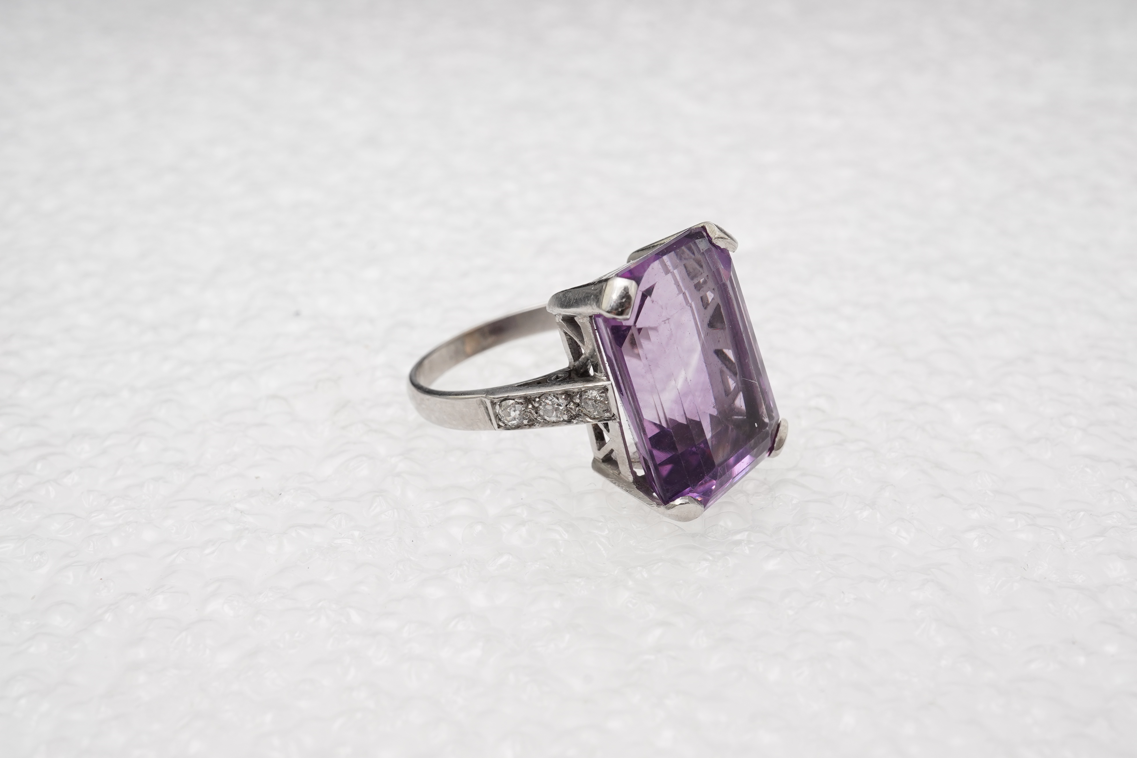 An amethyst and diamond ring
